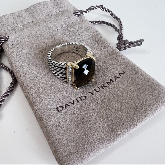 David Yurman Jewelry - Authentic David Yurman Wheaton Ring with Smoky Quartz, Diamonds, and Gold